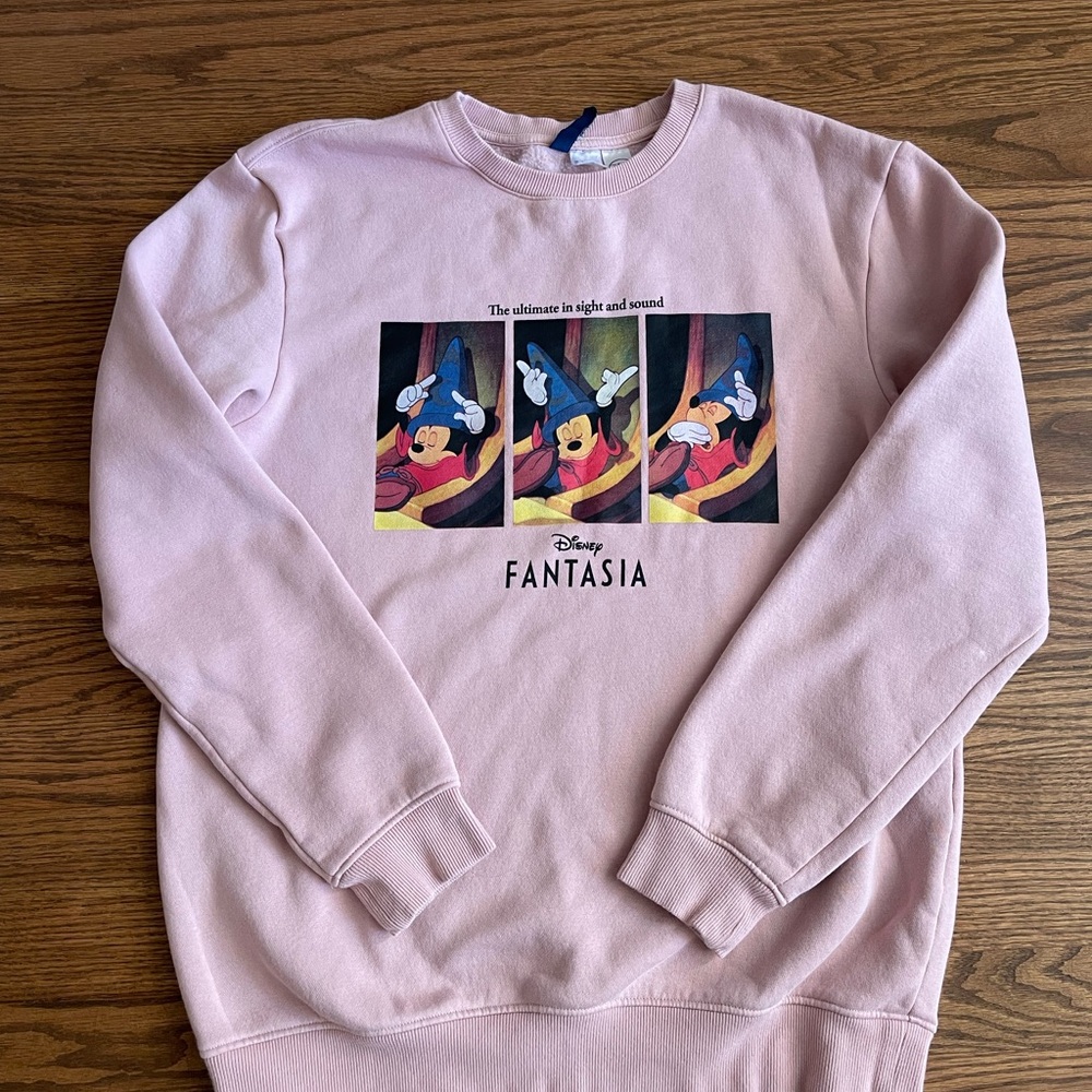 H&M Pink Disney Fantasia Crewneck Sweater